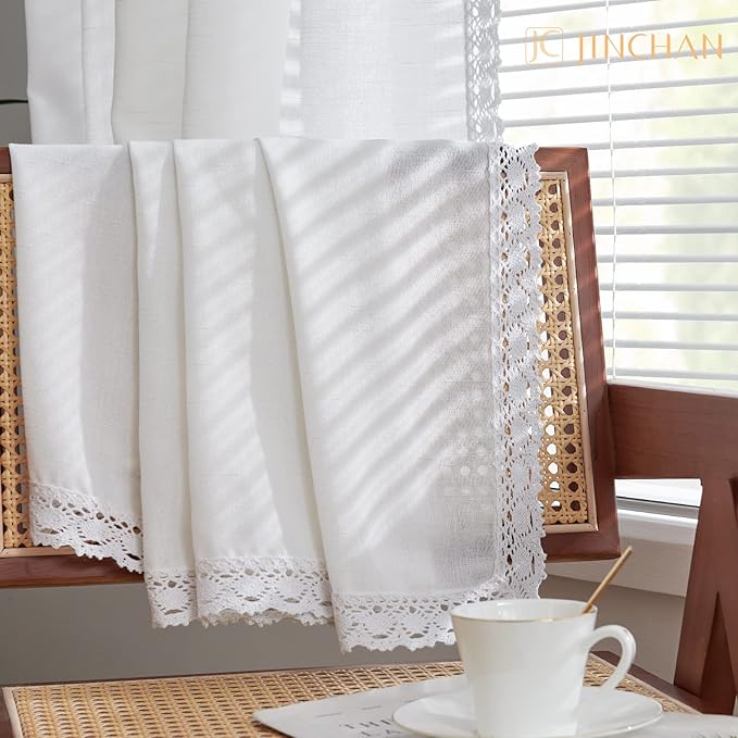 jinchan Linen Curtains for Living Room Bedroom Light Filtering Semi Sheer - Image 8