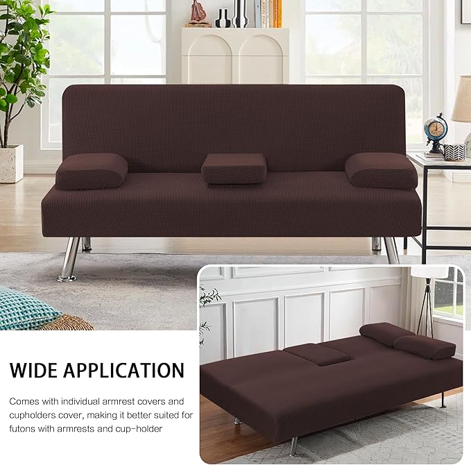 H.VERSAILTEX 4 Pieces Stretch Futon Covers Sofa Bed Slipcover - Image 7