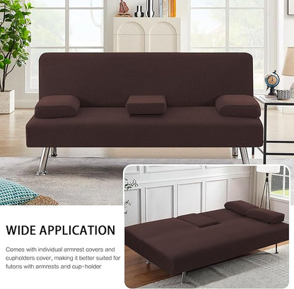 H.VERSAILTEX 4 Pieces Stretch Futon Covers Sofa Bed Slipcover - Image 7