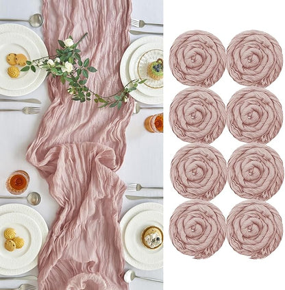 IVAPUPU 8 Pcs Cheesecloth Table Runner - 10ft Dusty Pink Boho Gauze Cheese by IVAPUPU