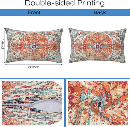 Throw Pillow Covers Boho Orange Pillow Covers 20x12 Inch Set of 2 Rug Boho - Image 2