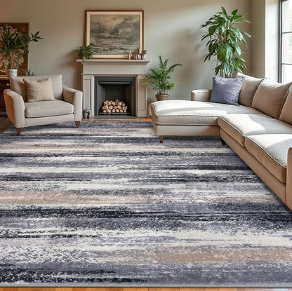 Modern Abstract 9x12 Large Machine Washable Living Room Rug Non-Slip Soft by lansny