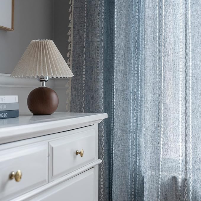 ColorBird Boho Curtains 2 Panels 108 Inches Long Blue Southwest Farmhouse - Image 4