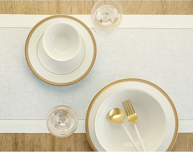 Solino Home Linen Ivory Table Runner 108 Inches Long - Image 3