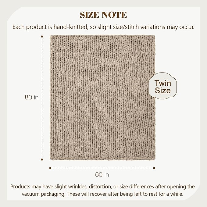 Carriediosa Chunky Knit Throw Blanket 60" X 80" Twin, 100% Hand Made Large - Image 3