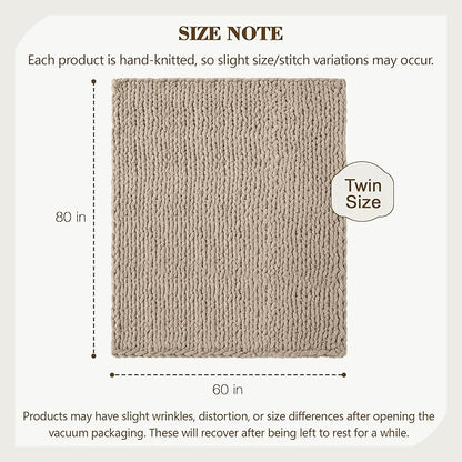 Carriediosa Chunky Knit Throw Blanket 60" X 80" Twin, 100% Hand Made Large - Image 3