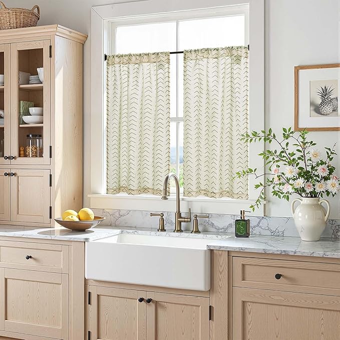 jinchan Arrow Boho Linen Blend Kitchen Curtains 36 Inch Length Christmas - Image 2