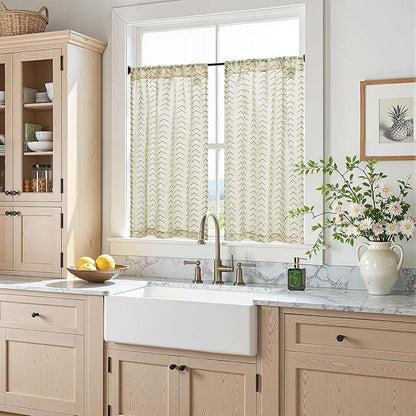 jinchan Arrow Boho Linen Blend Kitchen Curtains 36 Inch Length Christmas - Image 2