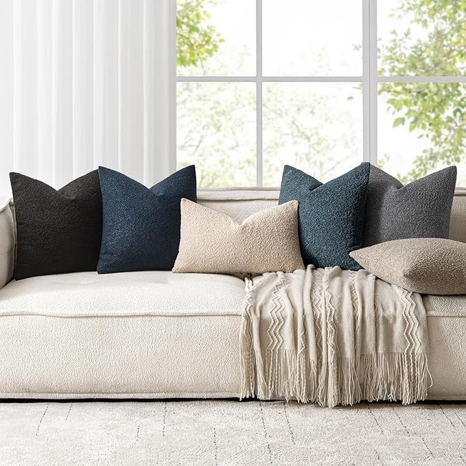 Woaboy Pack of 2 18x18 Inch Decorative Boucle Throw Pillow Covers Textured - Image 5
