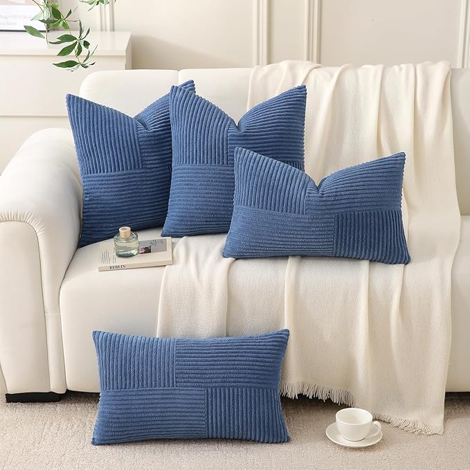 Denim Blue Throw Pillow Covers 20x20 inch, Farmhouse Home Decor, Boho - Image 2