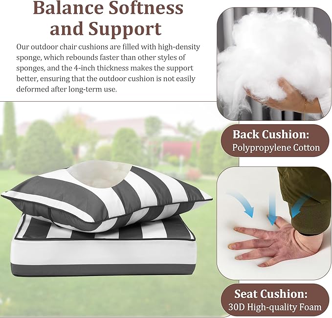 Waterproof Outdoor Chair Cushion Set of 4, Outdoor Cushions - Image 5