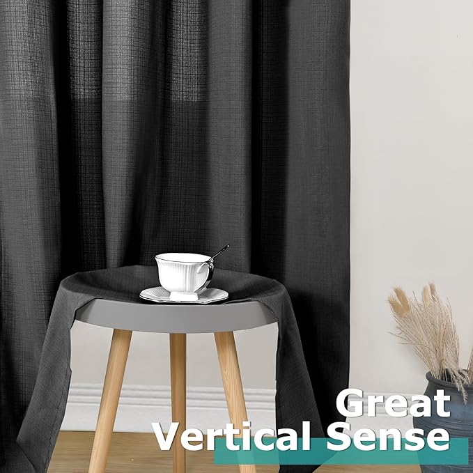 BGment Halloween Black Linen Sheer Curtains - Image 6