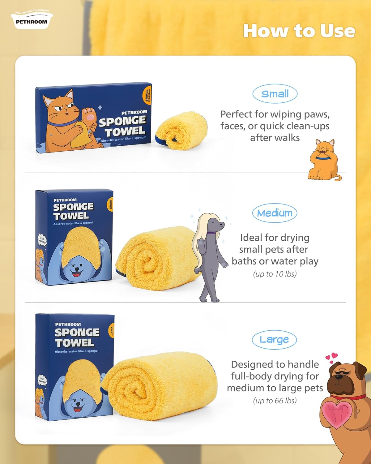 pethroom ultra absorbent pet towel | quick-drying, soft, package contents