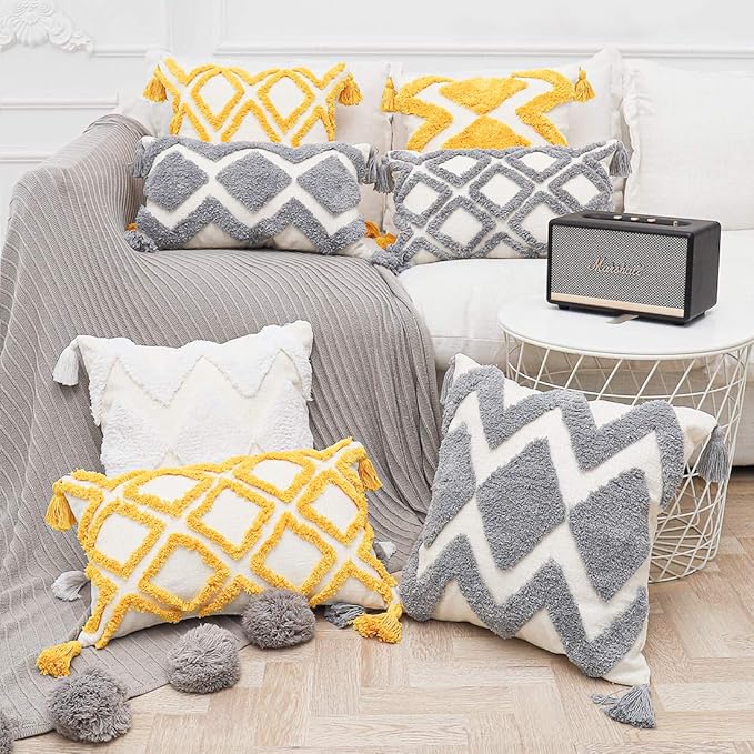 Boho White Throw Pillow Cover 20x20 Inch - Image 6