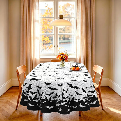 Halloween Bats Oval Tablecloth for Dining Table Decor 60" x 120"