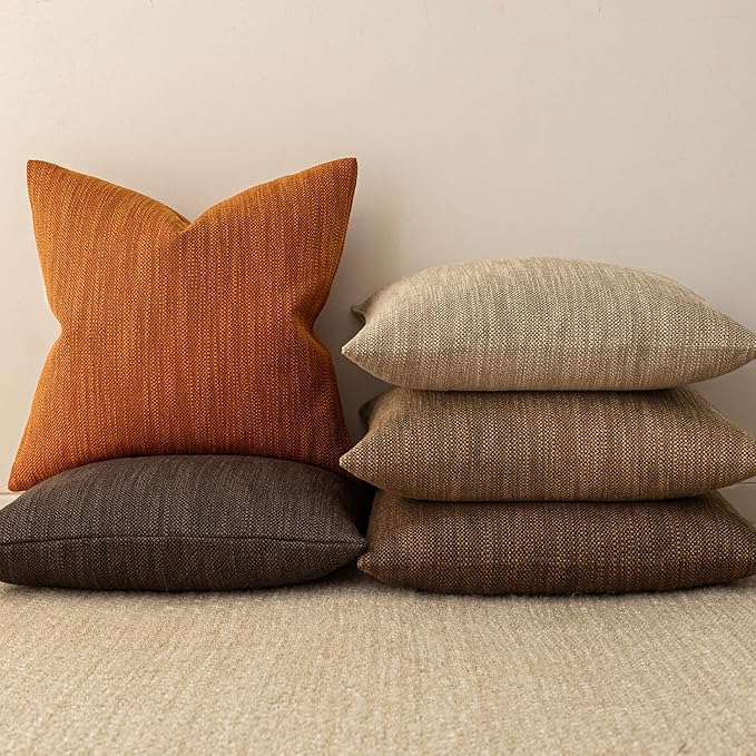 Foindtower Set of 2 Decorative Textured Burlap Linen Throw Pillow Covers - Image 6