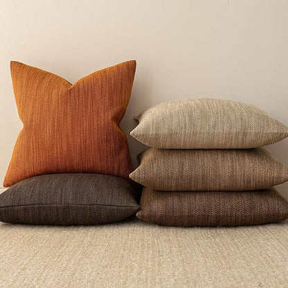Foindtower Set of 2 Decorative Textured Burlap Linen Throw Pillow Covers - Image 6
