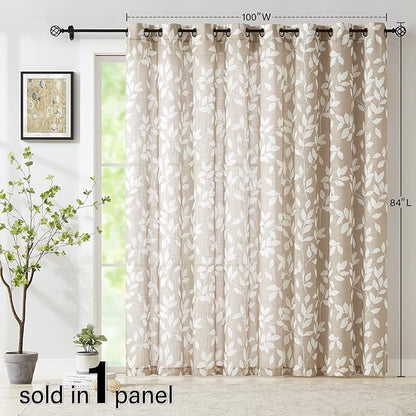 Taupe White Leaf Sheer Curtains - Image 6