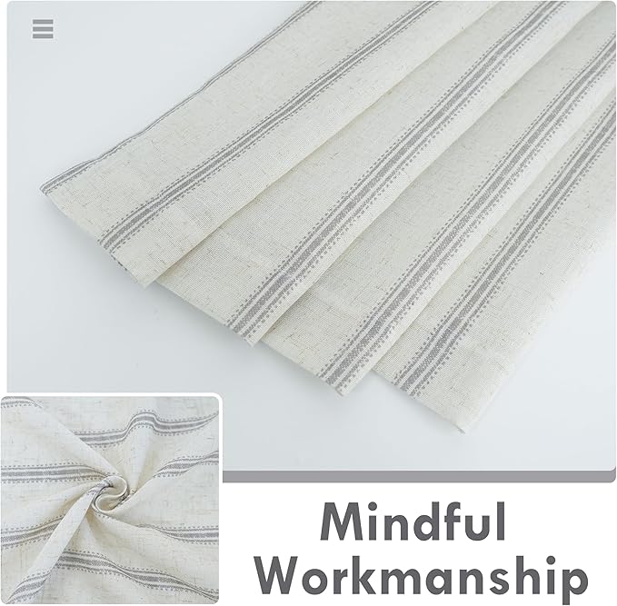 DriftAway Farmhouse Vertical Striped Linen Blend Textured Light Filtering Semi - Image 5