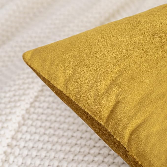HWY 50 Dark Gold Velvet Rectangular Throw Pillow Covers 12x20 Inch - Image 2