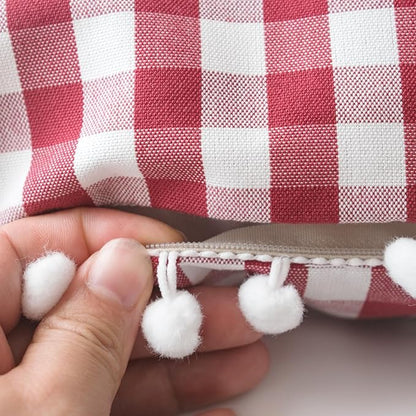 HOPLEE Red Throw Pillow Covers Farmhouse Gingham Pillow Covers - Image 5