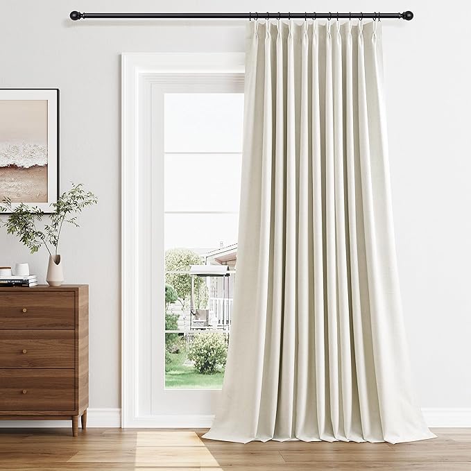 Extra Wide 60 Inch Width 100% Blackout Pinch Pleated Curtains 102 Inch Long by Joywell
