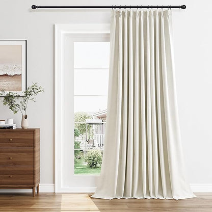 Extra Long 100% Blackout Pinch Pleated Linen Curtains 120 Inch Long Extra Wide by Joywell