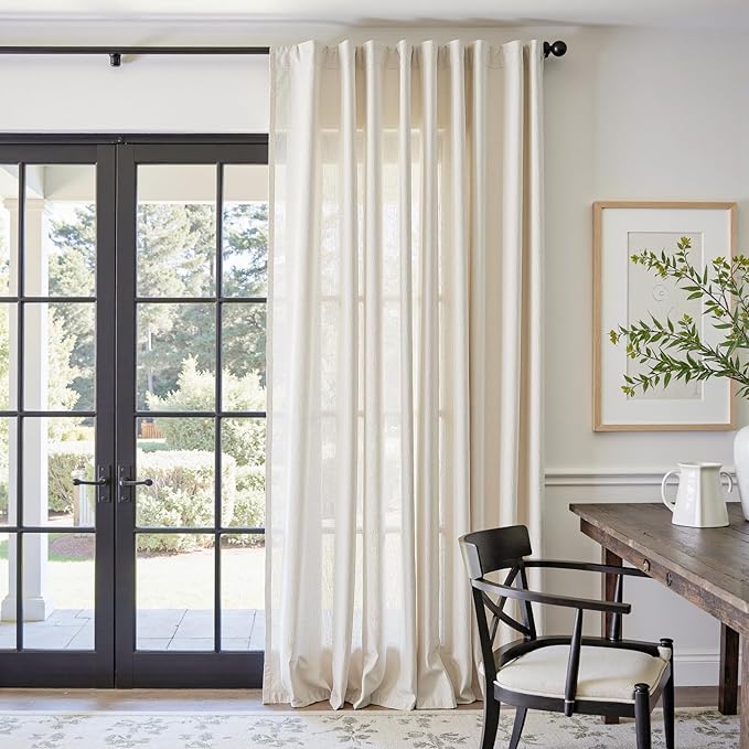 jinchan Beige Linen Blend Curtain 96 Inches Length 1 Panel by JINCHAN