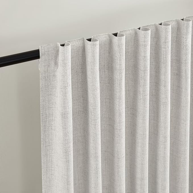 CUCRAF Linen 100% Blackout Curtains 72 Inch Length 2 Panels Set, Back Tab and - Image 4