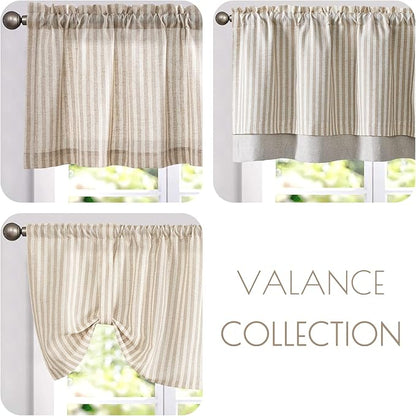 jinchan Linen Striped Valance for Windows 18 Inch Blackout Drapes for Small - Image 8