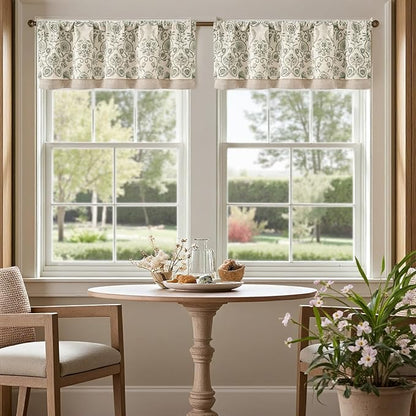 jinchan Linen Valance Kitchen Curtain Pack of 2 Double Layer 16 Inch - Image 3