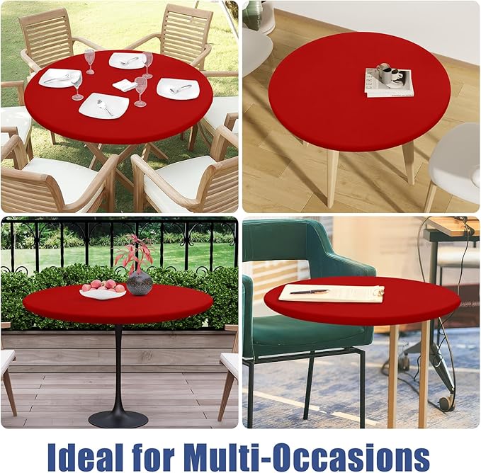 Round Spandex Christmas Tablecloth, Elastic Fitted Waterproof Tablecloths - Image 9