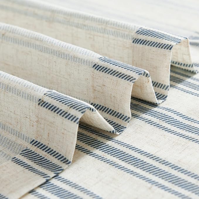 jinchan Linen Kitchen Curtains Striped Tier Curtains 24 Inch Farmhouse Small - Image 9