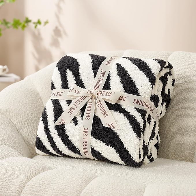 Snuggle Sac Zebra Blanket Black Zebra Print Blanket Twin Size, Ultra Soft - Image 7