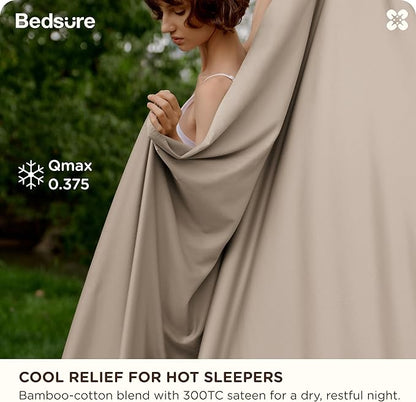 Bedsure Cooling Sheets, Rayon Derived from Bamboo & Cotton Blend, GentleSoft - Image 2