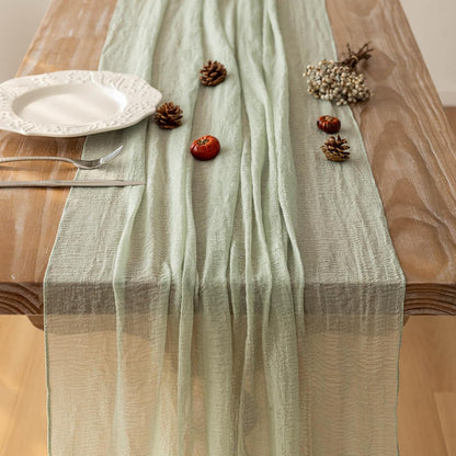 Keketoarrange Sage Green Table Runner Cheesecloth 120 Inch 10 FT Rustic Boho Cheese Cloth Table Runner for Wedding Baby Shower Bridal Shower Sheer Gauze Centerpiece Summer Boho Home Decorations