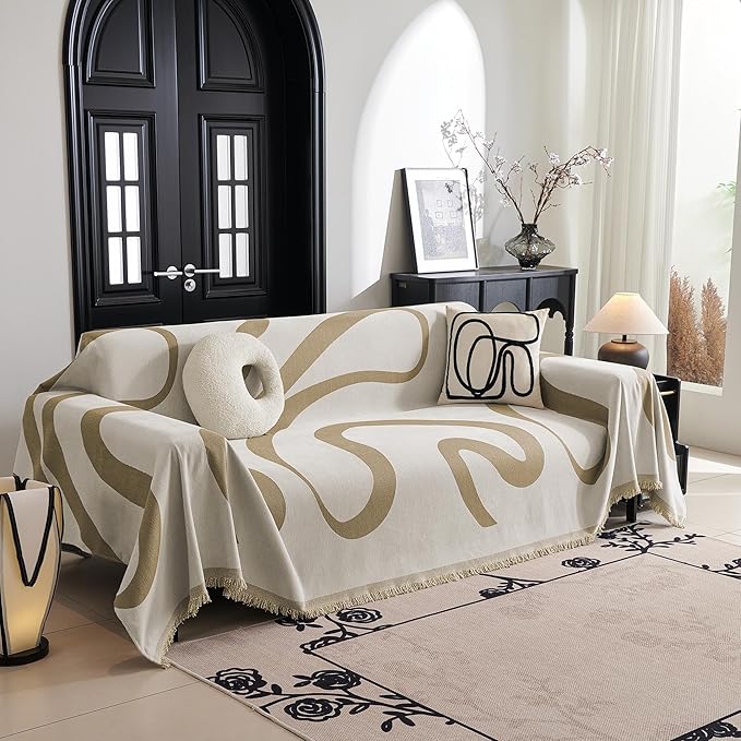 MYSKY HOME Couch Cover for 3 Cushion Sofa, Super Soft Boho Couch Covers for by MYSKYHOME