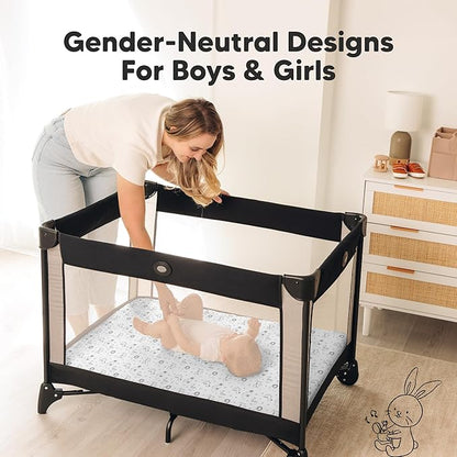 2-Pack Waterproof Pack and Play Sheets, Mini Crib Sheets Fitted - Image 9