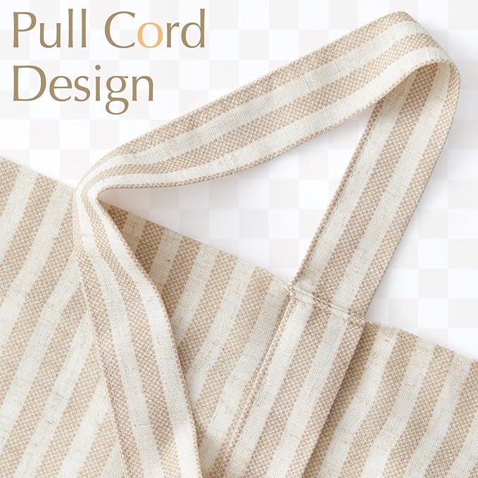 jinchan Tie Up Linen Textured Striped Bow Tie Curtain - Image 5