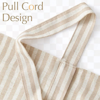 jinchan Tie Up Linen Textured Striped Bow Tie Curtain - Image 5