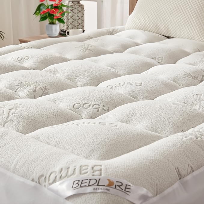 BEDLORE Queen Mattress Topper Viscose Derived from Bamboo, Thick Pillow Top by Bedlore