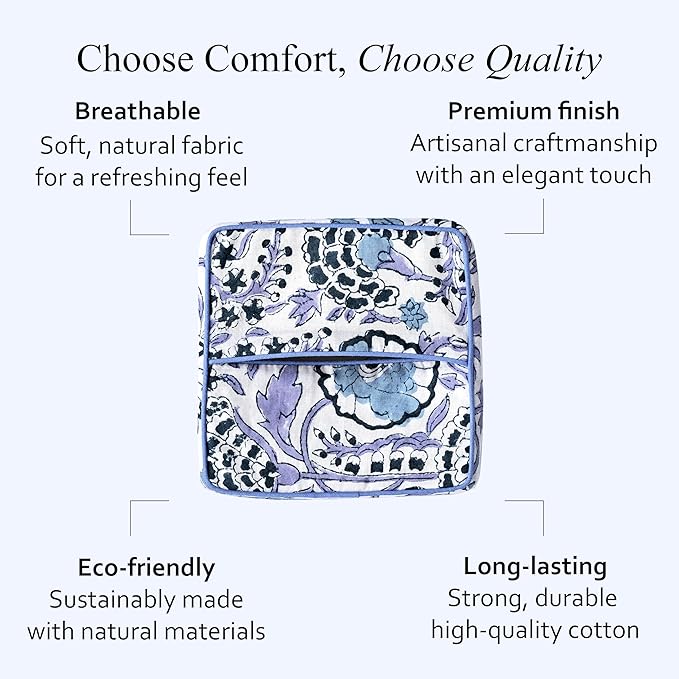 CPC Indigo Blue Hand Block Printed Cotton Tissue Box Cover 5" x 5" x 5.5" - Image 7