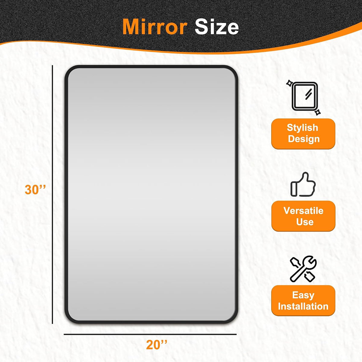 delma bathroom vanity mirror, black framed mirror for, package contents