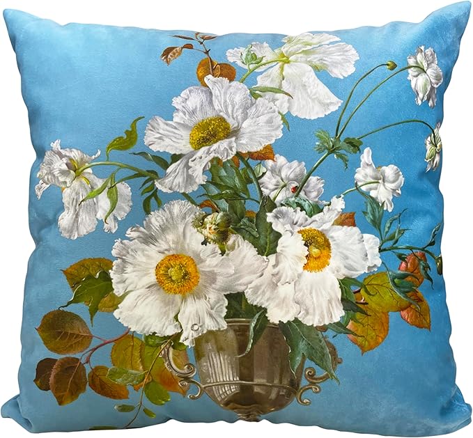 Vintage Floral Bouquet 24x24 Plush Throw Pillow Case, European Classical Oil by whooplaArt