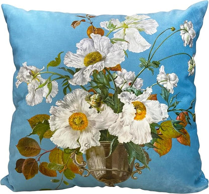 Vintage Floral Bouquet 24x24 Plush Throw Pillow Case, European Classical Oil by whooplaArt