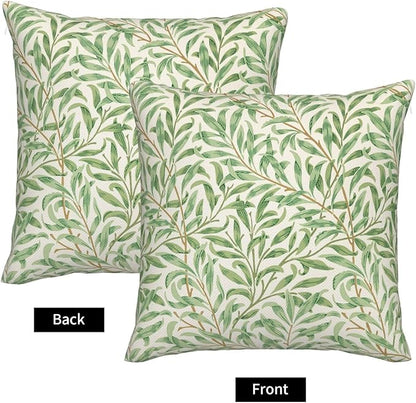 Rustic Vintage Floral Green Leaf Throw Pillow Covers 18x18 Inch Set of 2 - Image 5