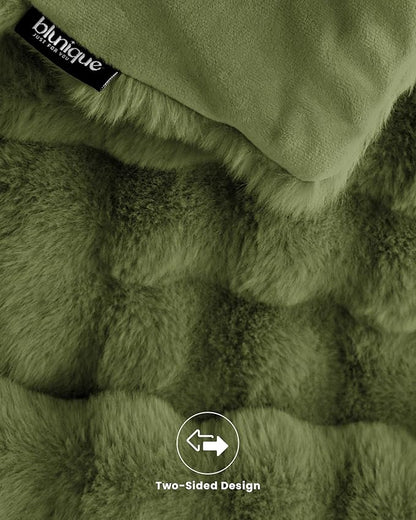 Ultra Soft Cozy Faux Fur Throw Blanket, Fuzzy Plush Thick Bubble Blanket - Image 6