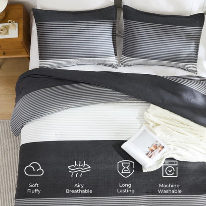 litanika full comforter set black - 3 pieces showing dimensions