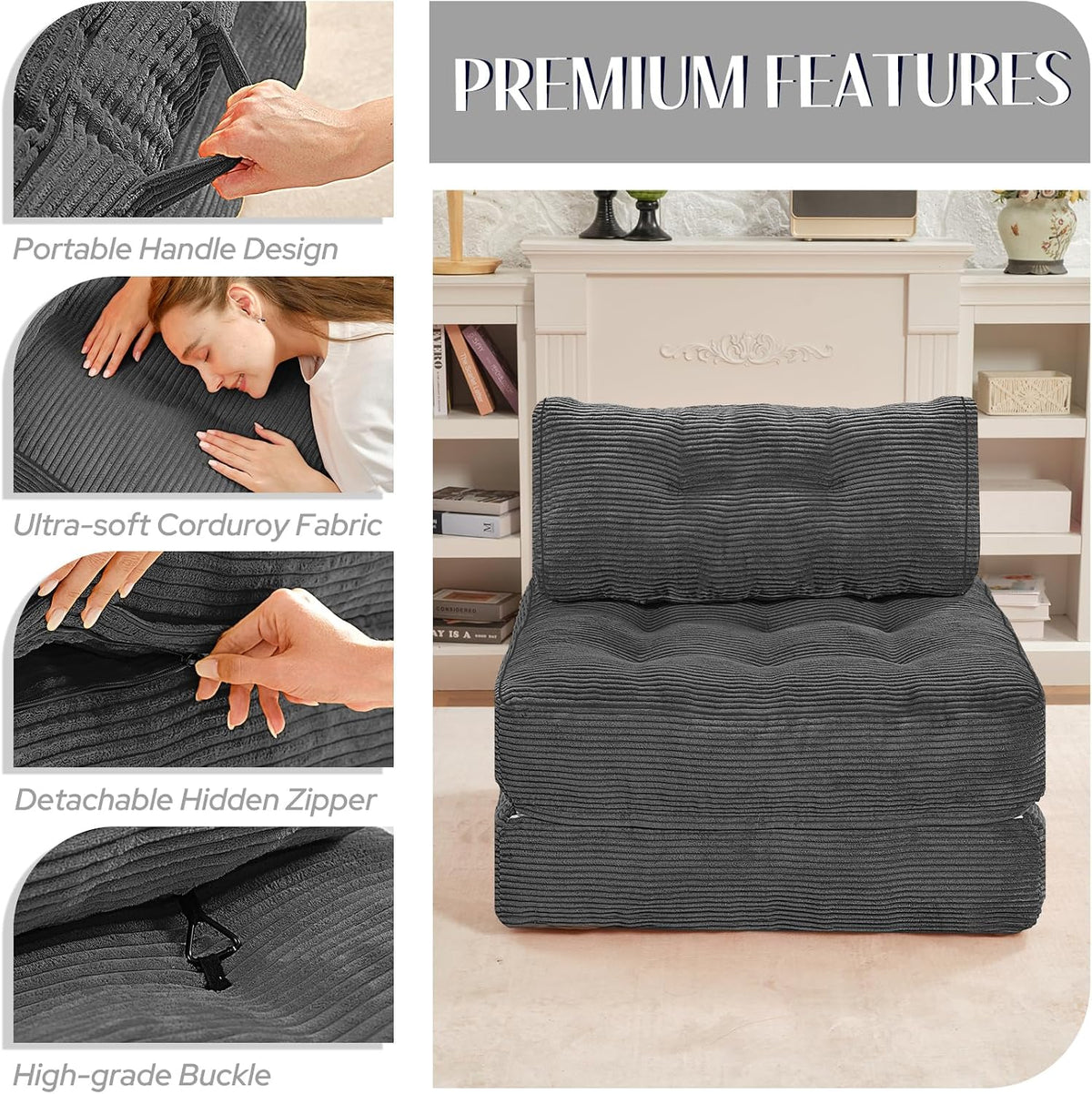habutway folding sofa bed,convertible sleeper chair bed w/2-pillow, package contents
