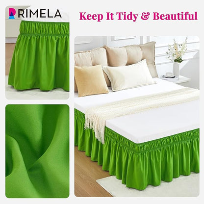RIMELA Green Bed Skirt King Size 15 Inch Drop, Elastic Bed Skirting - Image 8
